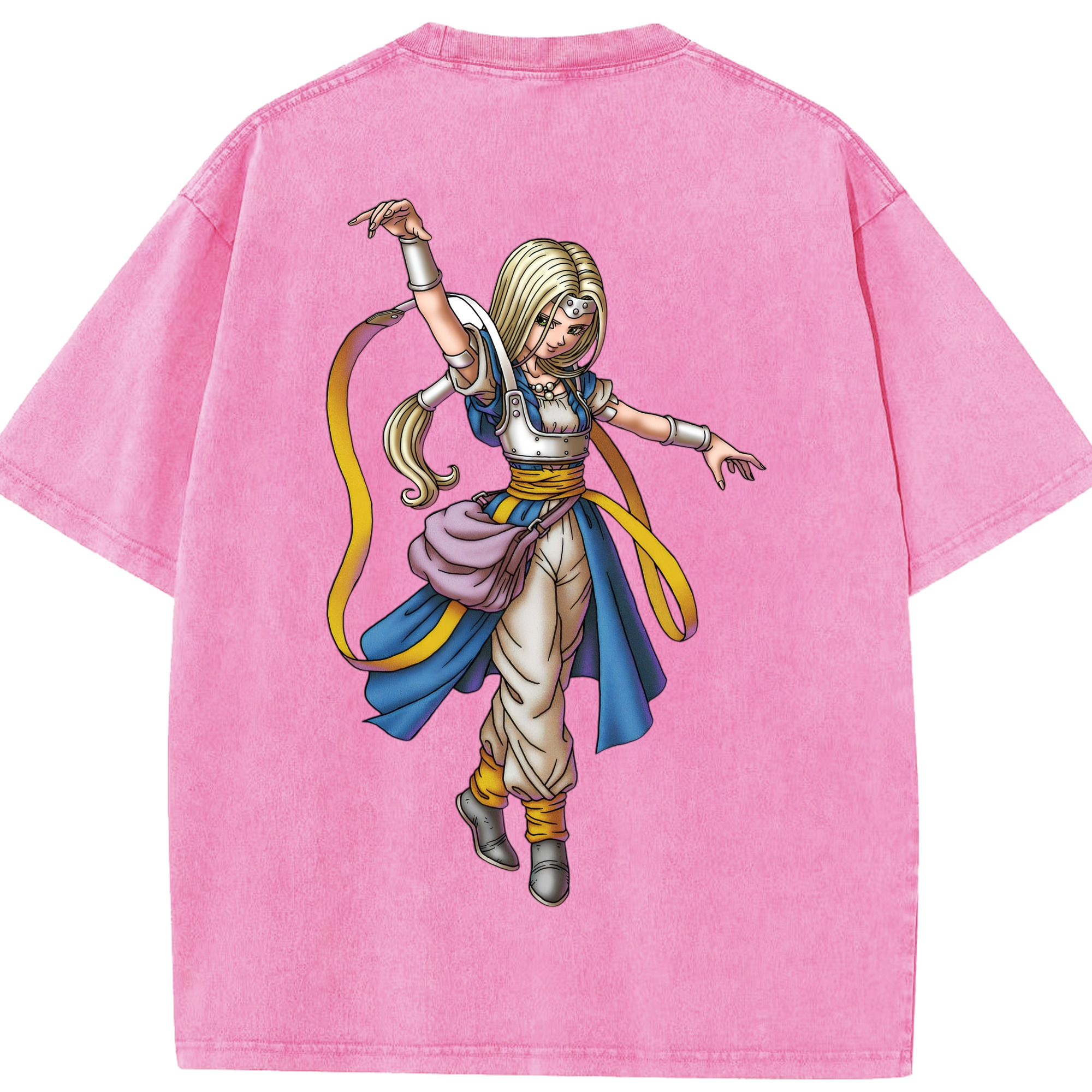 （画像用） ドラゴンクエスト Doragon Kuesuto Dragon Quest 綿100% ヴィンテージ風 半袖Tシャツ（背面プリント）